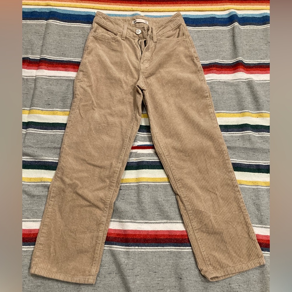 SO Goods for Life thick wale dark tan camel corduroy pants, size 3, waist 26